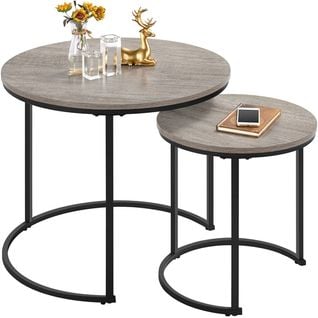 Tables De Salon Rondes Lot De 2 Design Moderne Gris