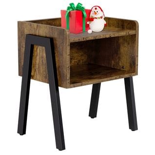 Table De Chevet Industriel Empilable Marron Rustique