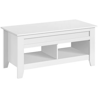 Table De Basse Relevable Extensible, Table De Salon Fonctionnelle, 104 X 49 X 62 Cm Blanc