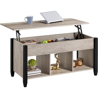 Table Basse Avec Plateau Relevable Table Élévatrice Avec Porte-revues 104.5x49.5x62 Cm Gris