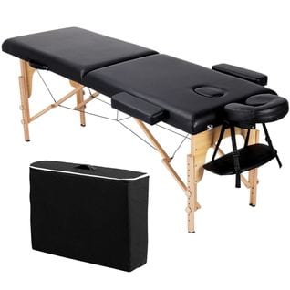 Table De Massage Portable Pliable À 2 Zones Noir