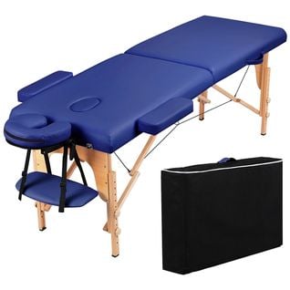 Table De Massage Portable Pliable À 2 Zones Bleu