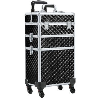 Valise De Maquillage 3 En 1 Coque Gaufrée Brillante Noir