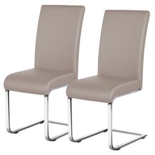 Lot De 2 Chaises De Salle À Manger Assise En Similicuir Brun Clair