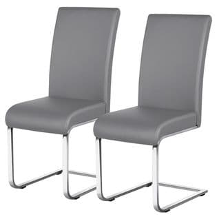 Lot De 2 Chaises De Salle À Manger Assise En Similicuir Gris Clair