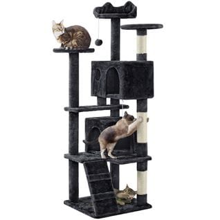 Arbre À Chat Avec 2 Niches 3 Plateformes 2 Boules Hauteur 158cm Noir