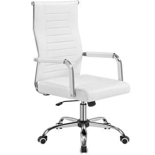 Chaise De Bureau En Similicuir Fauteuil De Direction Inclinable Et Réglable En Hauteur Blanc