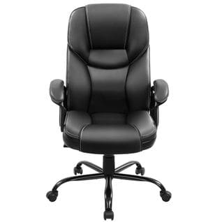 Chaise De Bureau En Similicuir Fauteuil De Direction Haut Dossier Réglable En Hauteur Noir