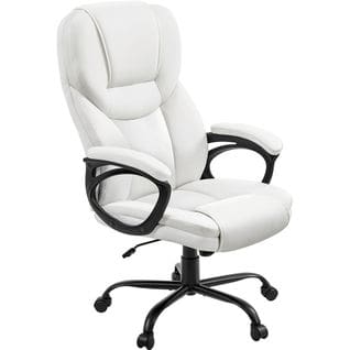 Fauteuil De Bureau En Similicuir Fauteuil D’ordinateur Chaise De Bureau à Roulettes Blanc