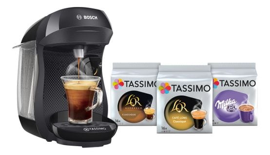 Machine à dosettes Tassimo BOSCH TAS1002N6 + 3 packs T-Discs