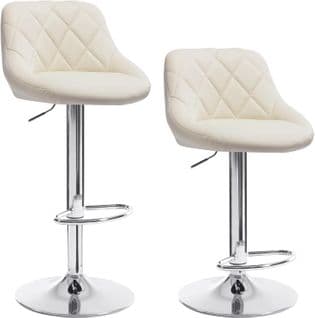 Lot De 2 Tabouret De Bar En Similicuir-tabouret Pour Bar-bistro Avec Repose-pied-siège Crème