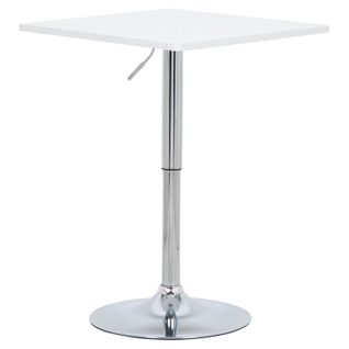 Table De Bar En Mdf Avec Pied. Table Carrée. Hauteur Réglable. 60 X 60 cm. Blanc