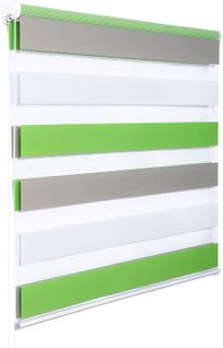 1 Pièce Store Enrouleur Double.fixation Rapide.isolant Thermique.85x150 cm.blanc+vert+gris