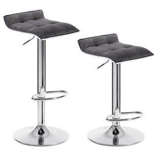 Lot De 2 Tabouret De Bar En Lin-tabouret De Cuisine Avec Repose-pied-hauteur Réglable-gris Foncé