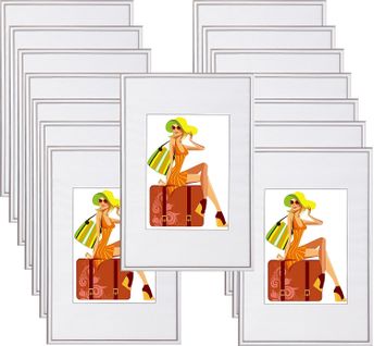 Cadre Photo Argent Lot De 15 Pièces Avec Passe-partout Pour Image 15x20 cm.new Life Style