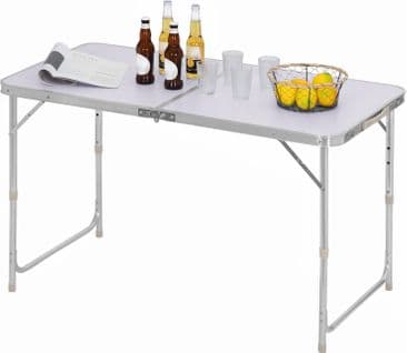 Table De Camping Pliante.table De Jardin En Aluminium+mdf.réglable En Hauteur.120x60x70.argent