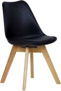 Chaise De Salle À Manger.chaise Scandinave En Similicuir + Plastique + Bois.noir