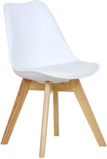 Chaise De Salle À Manger.chaise Scandinave En Similicuir + Plastique + Bois.blanc