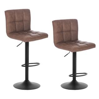 Lot De 2 Tabourets De Bar-siège Bien En Similicuir-pieds En Acier-44x38x114 Cm-brun Foncé