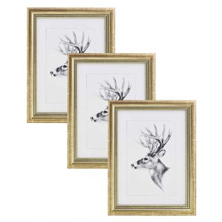 Set De 3 Cadre Photo. Or. 21x29.7cm.artos Style En Bois Et Verre.cadre Décoration Pour La Maison.