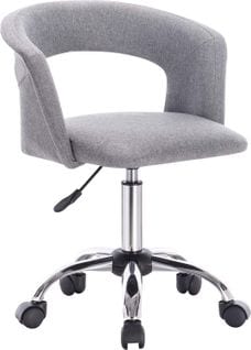 Fauteuil De Bureau-tabouret De Bureau-chaise De Bureau Pivotant Avec Accoudoir En Lin-gris Clair