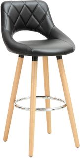 Tabouret De Bar En Lin Et Bois Massif Avec Dossier Et Repose-pieds 43x40x96cm Noir