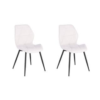 Lot De 2 Chaises De Salle A Manger Jamie Blanc En Simili 48 x 47 x 84 Cm