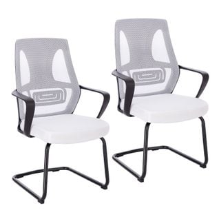 Lot De 2 Chaises Visiteurs En Polyester Blanc 60 x 53 x 100 Cm