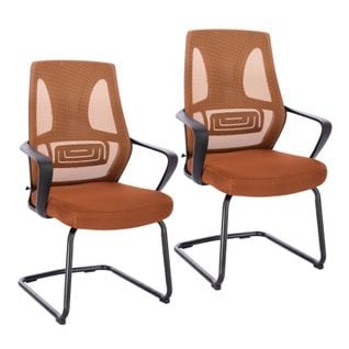 Lot De 2 Chaises Visiteurs En Polyester Marron 60 x 53 x 100 Cm