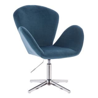 Fauteuil Salon Broox Bleu En Velours 70 x 56 x 89-105 cm