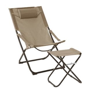 Chaise De Jardin Tomra Avec Tabouret Assorti Taupe En Acier (38 X 37,5 X 44cm) (38 X 37,5 X 44cm)