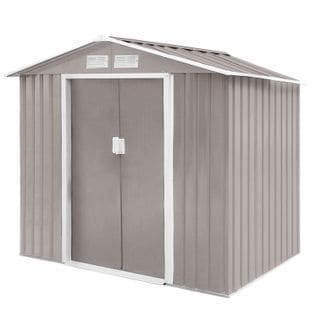 Abri De Jardin S100 Cadre De Fondation Inclus Gris En Métal (213 × 127 × 185 Cm)