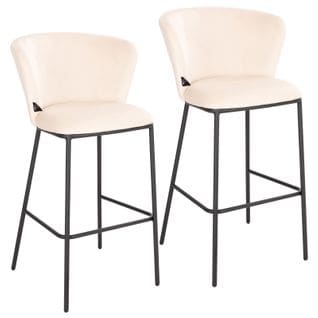 Lot De 2 Tabourets De Bar Kate Blanc En Velours 54 x 44 x 102 Cm