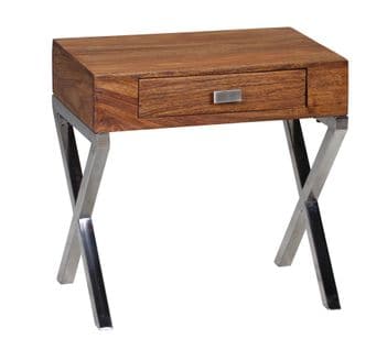 Table De Chevet Bois Massif 50x45x45 Cm Table Nuit Table D'appoint Métal