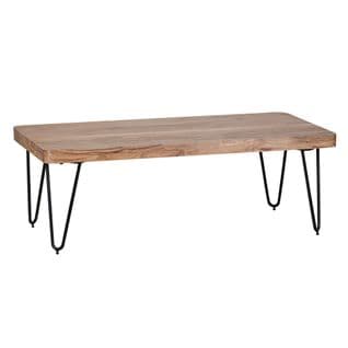 Table Basse Bois Massif Métal 115x40x60 cm Table D'appoint Table De Salon