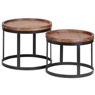 Tables Gigogne Bois Massif Table D'appoint Lot De 2 Table Basse Ensemble