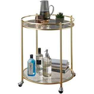 Chariot De Service Ø 57 Cm Verre / Métal Chariot De Nourriture Roulant