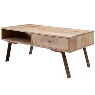 Table Basse Bois Massif Métal 95x42x50 cm Table D'appoint Table De Salon