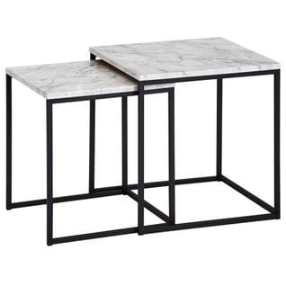 Table D'appoint Ensemble De Table Basse 2 Places Table De Salon Blanc Aspect Marbre
