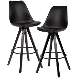 Tabouret De Bar Scandinave Lot De 2 Plastique Bois Chaise De Bar Noir