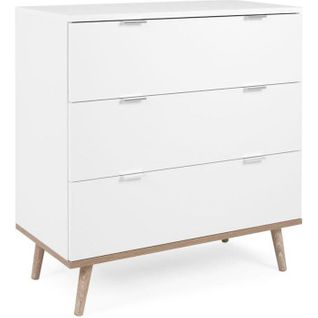 Commode Göteborg 3 Tiroirs Décor Chêne Sonoma Blanc Scandinave L 79,8 X P 40 X H 86,5 Cm