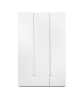 Armoire 3 Portes 2 Tiroirs Blanc- L120 X H191 X P55 Cm