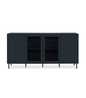 Buffet 4 Portes Dont 2 Vitrées Bleu Marine - L180 Cm