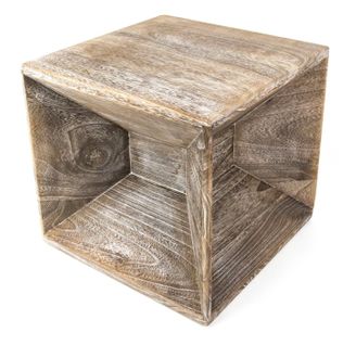 Table D Appoint En Bois Cube Gris