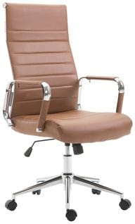 Fauteuil De Bureau Kolumbus Similicuir Marron Clair