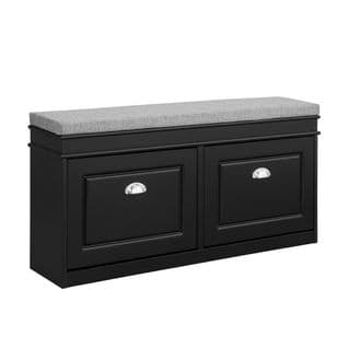 Banc De Rangement À Chaussures Armoire À Chaussures 2 Abattants Avec Coussin – Noir, Fsr64-sch