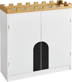 Commode Pour Enfants Étagère Pour Chambre D'enfant Avec Tableau Noir En Design De Château, Kmb44-w