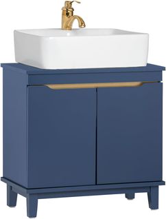 Meuble Sous-lavabo, Meuble Sous-vasque À 2 Portes, Placard De Rangement, Bleu Foncé, BZr113-b
