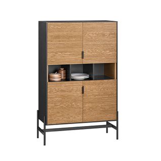 Buffet De Cuisine, Meuble De Rangement Pour Cuisine Avec 3 Compartiments Ouverts, Hfsb03-sch