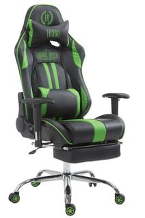 Fauteuil De Bureau Gamer Limit V2 En Similicuir Noir / Vert/avec Repose-pieds